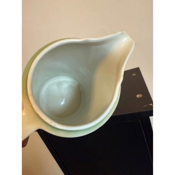 Antique Porcelain Pitcher Hand Painted Florals Pastel Green Pink - Picture 5 of 7